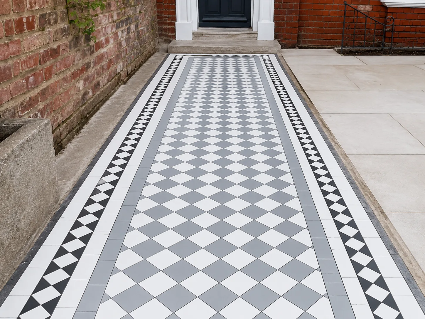 Victorian geometric floor tiling completed in a London property